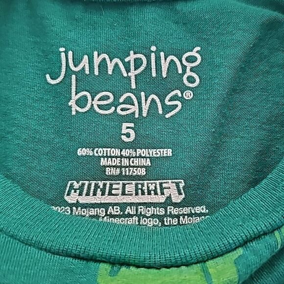 Minecraft green short sleeve tee size 5 kids - Picture 3 of 3